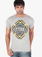 Radbone Grey Printed Round Neck T-Shirts