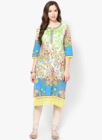 Rain & Rainbow Aqua Blue Printed Kurtis