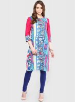 Rain & Rainbow Blue Printed Kurta