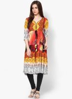 Rain & Rainbow Orange Printed Kurtas