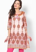 Rain & Rainbow Orange Printed Kurtis