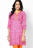 Rain & Rainbow Pink Printed Kurtis