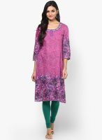 Rain & Rainbow Purple Cotton Kurti