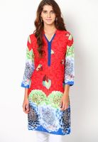 Rain & Rainbow Red Printed Kurtis