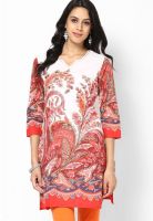 Rain & Rainbow White Printed Kurtis