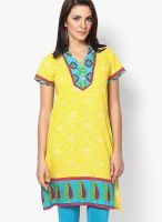 Rain & Rainbow Yellow Printed Kurtis