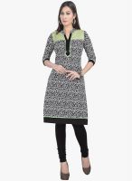 Raindrops Black Floral Print Cambric Kurta