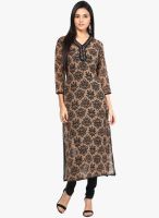 Raindrops Coffee Embellished Printed Georgette Kurta