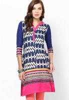 Raindrops Navy Blue Printed Kurtas