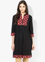 Rangmanch By Pantaloons Black Printed Kurtas