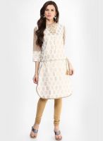 Rangmanch By Pantaloons Cotton Blend Off White Kurti