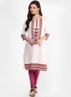 Rangmanch By Pantaloons Cotton Blend White Kurti