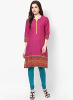 Rangmanch By Pantaloons Fuchsia Cotton Kurta