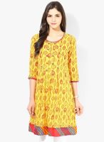 Rangmanch By Pantaloons Yellow Printed Kurtas