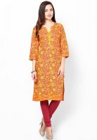 Rangriti Yellow Printed Kurtis