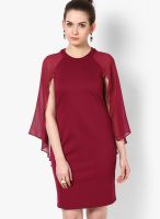 River Island Maroon Colored Solid Shift Dress