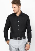 Saffire Solid Black Slim Fit Casual Shirt