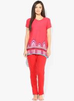 Sdl By Sweet Dreams Red Printed Pyjama Set