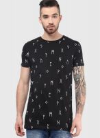 Selected Black Printed Round Neck T-Shirts