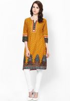 Shree Mustard Yellow Printed Kurta