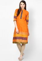 Shree Orange Solid Kurta