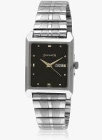 Sonata Nc7007sm02j Silver/Black Analog Watch