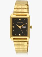 Sonata Nf7007ym04a Golden/Black Analog Watch