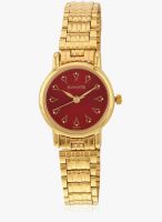 Sonata Nf8976Ym05J Golden/Red Analog Watch