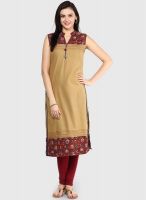 Span Khaki Printed Kurtis