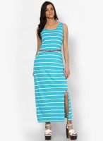 Stilestreet Aqua Blue Colored Striped Shift Dress