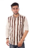 Studio Nexx Men's Printed Casual Beige Shirt