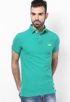 Superdry Green Solid Polo T-Shirts