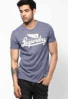 Superdry Navy Blue Solid Round Neck T-Shirts