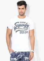 Superdry White Printed Round Neck T-Shirts