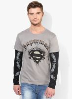 Superman Grey Printed Round Neck T-Shirt