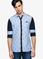 Teemper Printed Blue Casual Shirt
