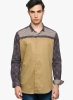 Teemper Printed Brown Casual Shirt