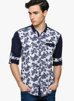 Teemper Printed Navy Blue Casual Shirt