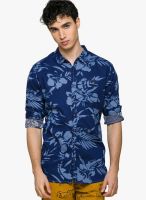 Teemper Printed Navy Blue Casual Shirt
