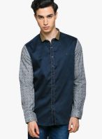 Teemper Printed Navy Blue Casual Shirt