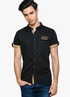 Teemper Solid Black Casual Shirt