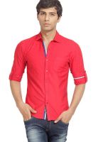 The Indian Garage Co. Solid Red Slim Fit Casual Shirt