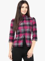 The Vanca Fuchsia Checked Winter Jacket