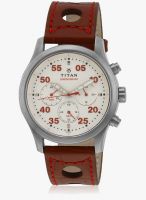 Titan 1634Sl04 Brown/White Chronograph Watch