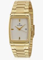 Titan Ne1937Ym01 Gold/White Analog Watch