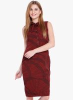 Tokyo Talkies Red Colored Printed Shift Dress