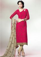 Touch Trends Magenta Embroidered Dress Material