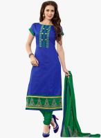 Triveni Sarees Blue Embroidered Dress Material