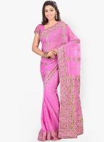 Triveni Sarees Pink Embroidered Saree