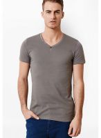 United Colors of Benetton Grey Solid Henley T-Shirts